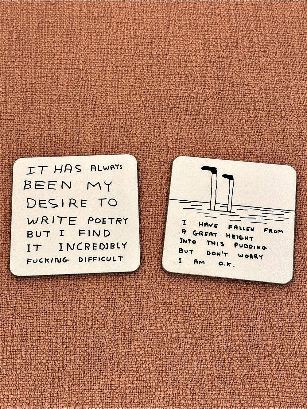 Coasters - set of 2 - David Shrigley Printed